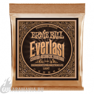 Ernie Ball P02548 Everlast Coated Phosphor Bronze Light 11-52