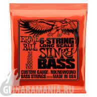 Ernie Ball P02838 6-STRING SLINKY BASS LONG SCALE NICKEL WOUND 32-130