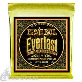 Ernie Ball P02560 Everlast Coated 80/20 BronzeExtra Light 10-50