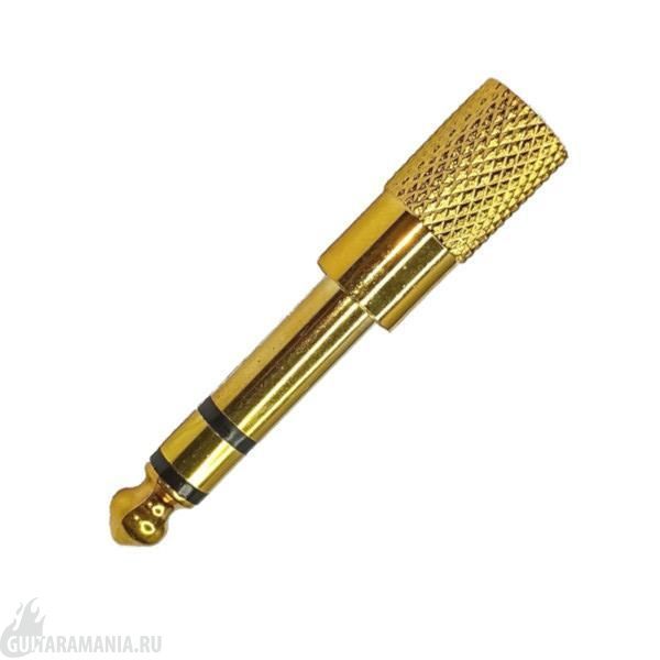 3.5mm Female to 6.35mm Stereo Audio Jack Adaptor Gold