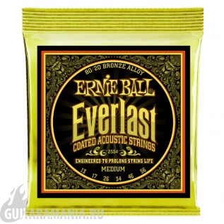 Ernie Ball P02554 Everlast Coated 80/20 Bronze Medium 13-56