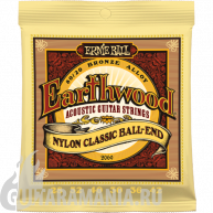 Ernie Ball P02069 Earthwood 80/20 Bronze Folk Nylon, Clear & Ball End 28-42