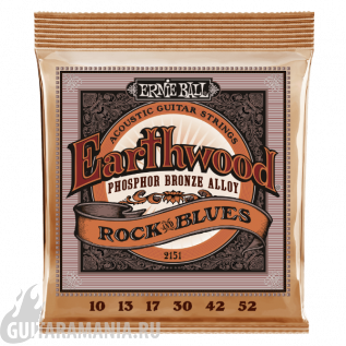 Ernie Ball P02151 Earthwood Phosphor Bronze Rock and Blues 10-52