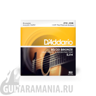 D`ADDARIO EJ14 80/20 BRONZE, LIGHT TOP/MEDIUM BOTTOM/BLUEGRASS 12-56