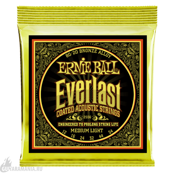Ernie Ball P02556 Everlast Coated 80/20 Bronze Medium Light 12-54